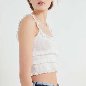 White ruffled urban outfitters tank